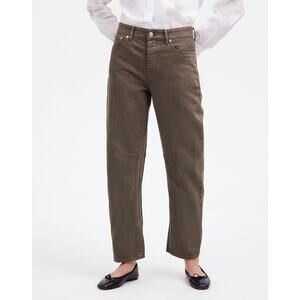 Madewell The Darted Barrel-Leg Button Fly Jean In Driftwood Brown Size 29